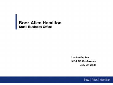 Booz Allen Hamilton Small Business Office