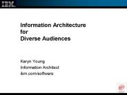 Information Architecture for Diverse Audiences