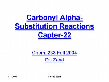 Carbonyl AlphaSubstitution Reactions Capter22