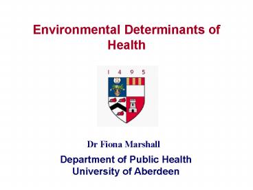 Environmental Determinants of Health