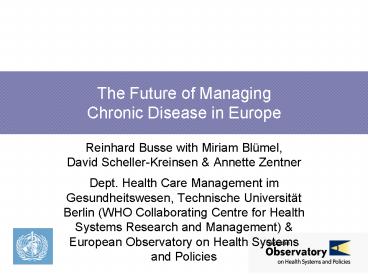 The Future of Managing Chronic Disease in Europe