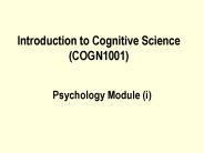 Introduction to Cognitive Science (COGN1001)