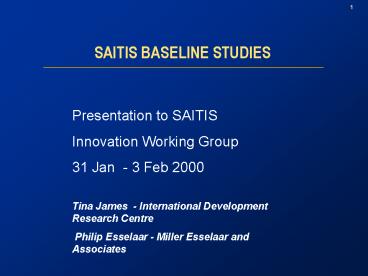 SAITIS BASELINE STUDIES