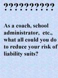 As a coach, school administrator, etc', what all could you do to reduce your risk of liability suits PowerPoint PPT Presentation
