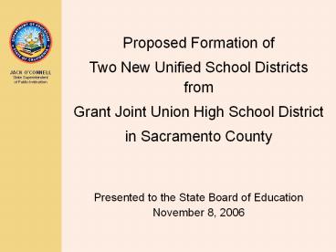 Proposed Formation of