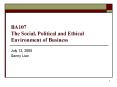 BA107 The Social, Political and Ethical Environment of Business PowerPoint PPT Presentation