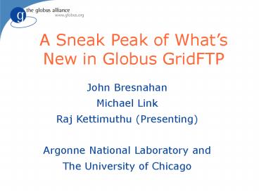 A Sneak Peak of What