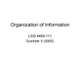 Organization of Information PowerPoint PPT Presentation