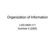 Organization of Information