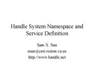Handle System Namespace and Service Definition