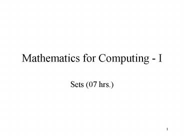 Mathematics for Computing I presentation | free to view