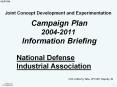 Joint Concept Development and Experimentation  Campaign Plan 2004-2011 Information Briefing PowerPoint PPT Presentation