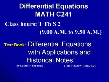 Differential Equations MATH C241