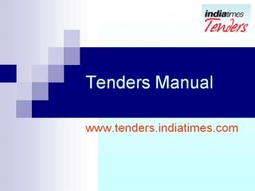 Tenders Manual