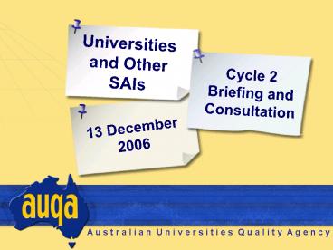AUQA Cycle 2 Briefing 13 December