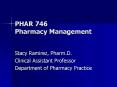 PHAR 746 Pharmacy Management PowerPoint PPT Presentation