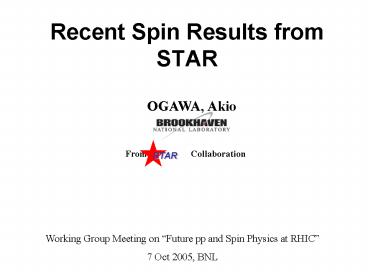 Recent Spin Results from STAR
