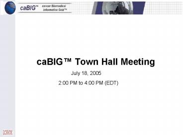 caBIG Town Hall Meeting