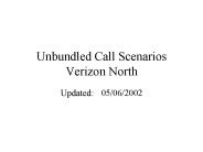 Unbundled Call Scenarios Verizon North