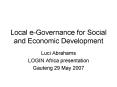 Local eGovernance for Social and Economic Development PowerPoint PPT Presentation