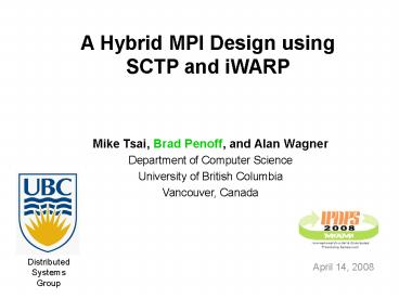 A hybrid MPI Design using  SCTP and iWARP