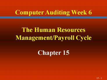 The Human Resources ManagementPayroll Cycle presentation | free to view