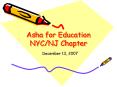 Asha for Education NYC/NJ Chapter PowerPoint PPT Presentation
