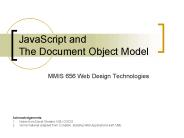 JavaScript and The Document Object Model