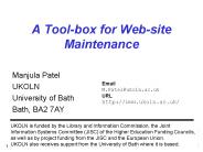 A Tool-box for Web-site Maintenance