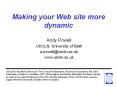 Making your Web site more dynamic PowerPoint PPT Presentation