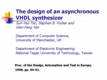 Proc. of the Design, Automation and Test in Europe,