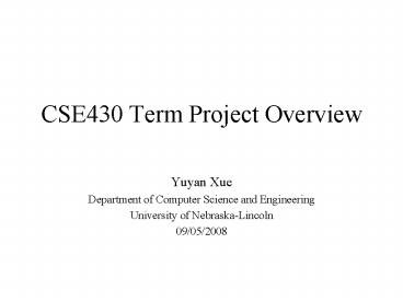 CSE430 Term Project Overview