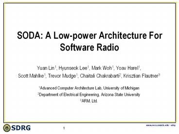 SODA:%20A%20Low-power%20Architecture%20For%20Software%20Radio