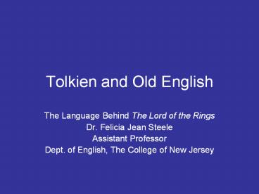 Tolkien and Old English