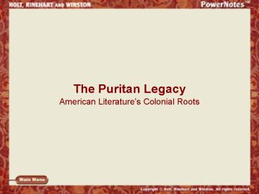 The Puritan Legacy