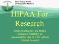 HIPAA For Research PowerPoint PPT Presentation