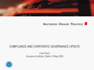 COMPLIANCE AND CORPORATE GOVERNANCE UPDATE