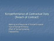 Nonperformance of Contractual Duty (Breach of Contract)