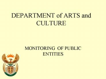 DEPARTMENT of ARTS and CULTURE