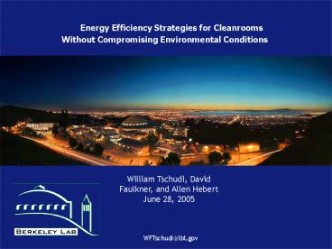 Cleanroom Energy Benchmarking Results