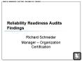 Reliability Readiness Audits Findings PowerPoint PPT Presentation