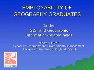 EMPLOYABILITY OF GEOGRAPHY GRADUATES