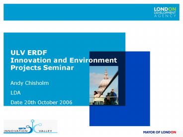 ULV ERDF Innovation and Environment Projects Seminar