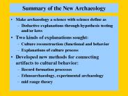 Summary of the New Archaeology