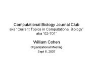 Computational Biology Journal Club aka 