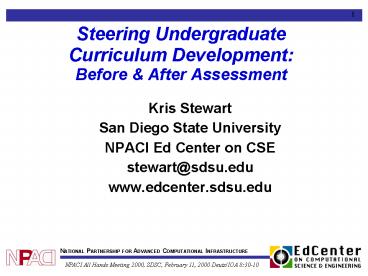 Steering Undergraduate Curriculum Development: Before