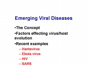 Emerging Viral Diseases