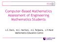 ComputerBased Mathematics Assessment of Engineering Mathematics Students PowerPoint PPT Presentation