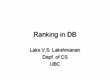 Ranking in DB