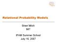 Relational Probability Models PowerPoint PPT Presentation